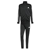 adidas Herren SPORTSWEAR BASIC 3 STRIPES TRICOT TRACKSUIT, Black, XL