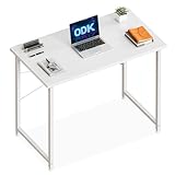 ODK Kleiner Schreibtisch, 80×40cm Computertisch Bürotisch für Arbeitszimmer, Schlafzimmer, Wohnzimmer,Büro, Schreibtisch Klein Modern Holz PC Tisch Officetisch für Home, Office, Weiß