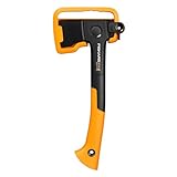 Fiskars X-Series X14 Universal-Axt, XS, Länge 35,5 cm, Kopfgewicht 529 g, Ideal zum Entasten, Feuerholzmachen und für Zimmermannsarbeiten, Doppelt gehärteter Stahl/FiberComp, Schwarz/Orange, 1069102