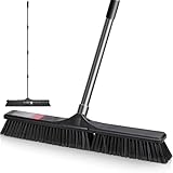 MASTERTOP Straßenbesen Industriebesen, 60cm Großer Besen mit stiel ausziehbar, Gartenbesen Kehrbesen Hofbesen für Zuhause, Lobby, Außen- und Innenbodenreinigung – Schwarz