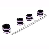 Strapazierfähiger Edelstahl-Streuer, erweiterbar, silberfarben, mit 4 pelzigen, violetten, verstellbaren Riemen, Sporthilfe, Training, Fitness, Pilates-Hilfe-Set, Indoor-Yoga-Set
