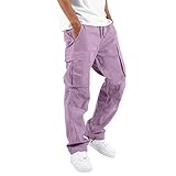 callmo Blitzangebote des Tages Baumwolle Cargohose Herren Lang Einfarbig Arbeitshosen Multi Taschen Tunnelzug Hose Baggy Luftig Wanderhose Schlichter Klassisch Freizeithose Streetstyle Trekkinghose