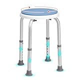 VEVOR Duschhocker Duschstuhl 360–485 mm Höhenverstellbar, Badhocker Badsitz 136,1 kg Tragfähigkeit, Stabiler Duschhocker Duschhilfe Badewannen Aluminiumlegierung-Rahmen, Duschsitz Badhocker Blau
