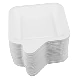 CALLARON 100 Stück Kleine Quadratische Papierteller für Geburtstagskuchen und Vorspeisen Stabile Dicke Einwegteller aus Zuckerrohrfaser für Grillfeste Outdoor-events und Kreative