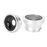 Bacar 3 In 1 Weitwinkel Fischauge Makro Objektiv Clip-On Kamera Silber Aluminium Für Sony Für Für Universal Smartphone und Tablet