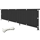 Outdoor für Balkon, Terrasse und Terrasse, HDPE, wetterbeständig, UV-beständig, mit Ösen und Seil, schwarz, 120 x 400 cm, Garten-Wandschutz
