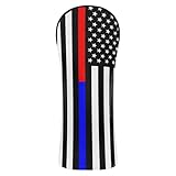 Golfschläger-Set mit USA-Flagge, amerikanischer Ehren-Feuerwehrmann, Premium-Leder, wasserdicht, mit Nummernschild für Fahrer/Fairwayholz/Hybrid