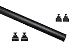GARDINIA Unterprofil zum Klipsen für Flächenvorhänge und Gardinen, Paneelwagen, Inklusive Klebestreifen und 2 Paar Gleiter, Aluminium, 60 cm, Schwarz matt