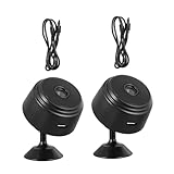 TEHAUX 2 Stücke WLAN Remote Kamera mit 1080P HD Nachtsicht Bewegungserkennung 150-Grad Weitwinkel Kompakte Magnetische Innenkamera Drahtlose Überwachung für Zuhause