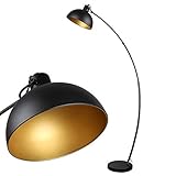 Osasy Stehlampe Arc, Vintage Stehleuchte, Retro Stehleuchten in Schwarz-Golden, verstellbarer Lampenschirm, 1x E27 max. 60 Watt, 165 cm Stehlampe Metall, zum Lesen, Wohnzimmer,Lounges