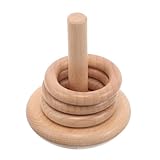 FELTECHELECTR Ringwurfspiel aus Buchenholz mit Sockel und Stange Stapelringe für Babys und Kleinkinder Pädagogisches Lernspielzeug für Motorik und Familienspiele