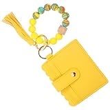 VALICLUD 1stk Tasche Mit Quastenarmband Schlüsselanhänger Geldbeutel Vintage Geldbörse Armband Geldbörse Schicker Halter Fransen-armband-dekor-tasche Karte Armband Tasche Pu-leder Yellow