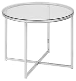 AC Design Furniture Gurli Runder Beistelltisch – Ø 55 cm, H 45 cm, Glas/Chrom, Moderner Couchtisch für das Wohnzimmer