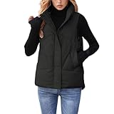 Generisch Lange Daunenweste für warme, ärmellose Jacke, mittellanger Wintermantel, leichte, modische Oberbekleidung, lässige Streetwear (Black, L)
