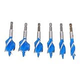 Aolidsive 6-teiliges Schlangenbohrer-Set, Hartstahl, 4-schneidiges Design, Schnelle Spanentfernung, Geeignet für Holzbearbeitungs- und Heimwerkerprojekte