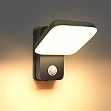 JVURICE Außenwandleuchte mit Bewegungsmelder, 350° Drehbare & Dimmbare Aluminiumlegierung, IP65 Wasserdicht Wandlampe als Außenlampe für Haus, Garten, Terrasse, Garage, Einfache Installation