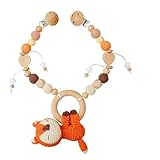 Wapasezyar Kinderwagenkette, Kinderwagen Spielzeug für Mädchen Junge, Kinderwagen Kette für Babys, Holz Kinderwagenkette Geschenk für Kleinkinder ab 0+ Monaten (Fuchs)
