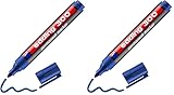 edding 300 Permanentmarker - blau - 1 Stift - Rundspitze 1,5-3 mm - wasserfest, schnell-trocknend - wischfest - für Karton, Kunststoff, Glas, Holz, Metall, Glas (Packung mit 2)