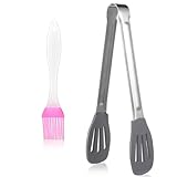 Uonlytech Silikon küchenzange mit Ölpinsel Hitzebeständig Rutschfester Griff Multifunktional für Grill Bbq Kochen und Servieren Bpa frei Langlebig für Steak und Gemüse Zufällige Farbe