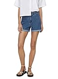ONLY Damen Shorts high Waist 5-Pocket Design Knopfleiste Reißverschluss Kurze Bermudas, Farben:Blau-3, Größe:M