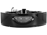 Whirlwanne Eckbadewanne Spa schwarz große Doppelwanne Massage LED 205 cm Tocoa