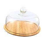Folpus Moderne Glasabdeckung Serviertablett Käseplatte Aufbewahrung Tortenständer Brot Obst, 24cm