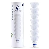 Flintronic Badmintonbälle, 6 Pcs Nylon Federbälle, Badminton Bälle mit Hoher Stabilität und Haltbarkeit, Fachmann Federbälle für Indoor und Outdoor Training, Freizeit, Sport （Weiß）
