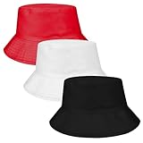 FUIPVGI 3 Stücke Unisex Fischerhüte, Sommerhut, Bucket Hat Faltbar, Strand-Sonnenhut, Freizeithut, Buckethut für Jagd, Camping, Wandern, Reisen (DE/NL/SE/PL, Alphanumerisch, Einheitsgröße, 3 Farben)