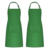 Catime 2 Stk Kochschürze für Männer Damen, Backschürze mit 2 Taschen für Küche, Malerschürze Erwachsene Latzschürzen Apron Einstellbar für Gartenarbeit