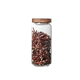 UALXPAO Vorratsdosen Glas Großes versiegeltes Vorratsglas for Lebensmittel, Küchenbehälter mit Holzdeckel, Gewürze, Glas, transparente Pasta, luftdichter Kanister, Organizer-Flasche(1000ML B)