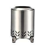 Feuertonne, Edelstahl Tischfeuerstelle mit 4-Bein-Ständer Tragbar Rauchfreie Feuerstelle mit Zylindrische Bauform Feuerschale für Camping im Freien und Lagerfeuerbau (Silber, 18 x 22 cm)
