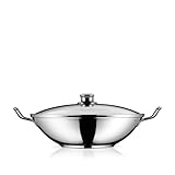 WMF Party Taiwan Wokpfanne Induktion 36 cm, Wok mit Deckel und Ablagegitter, Wok Induktion mit Deckel, Cromargan Edelstahl unbeschichtet, backofengeeignet