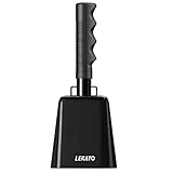 LEKATO 20,3 cm Kuhglocke aus Stahl – Laute Jubelglocke Handglocke für Sportveranstaltungen, Weihnachtsfeiern & Partys – Perfekter Lärmmacher & Percussion-Instrument mit Griff (Schwarz,1 Stück)