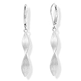 Silber 925 Ohrringe Hängend Damen, Sterling Silber Ohrringe Hängend Twist Gedrehte Ohrringen Blatt Französische Ohrhaken-Ohrring Creolen mit Anhänger Blätter Ohrring Lange Silberen Boho Mode Schmuck
