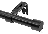 Vailge Gardinenstange Ausziehbar Schwarz, 80-230cm Länge, Ø 25mm Rohr, Vorhangstange mit Dekorativen Kappen, Gardienenstangenset mit Verstellbaren Halterungen für Schlafzimmer Wohnzimmer Fenster