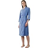 Unisex-Bademantel, atmungsaktiv, einfarbig, Spleißen, Heimkleidung, Bademantel, Mantel, Robe, 3 x (Himmelblau, M)