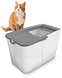 Katzentoilette Katzenklo Sofia Open mit Einstieg von Oben Grau-Beige inkl. Streuschaufel