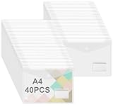 Agoer KlettVerschluss Dokumententasche A4, 40 Stück Dokumentenmappe A4 Transparent Din A4 Mappe Mit Etikettenpapier für Dokumente Organisieren, Dokumenten A4 Tasche für Schule,Zuhause,Büro