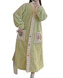 GOSO Mädchen-Nachthemd, Fleece, Morgenmantel, Nachtwäsche, langärmelig, Loungewear, Flanell, Winter, warm, Nachtwäsche, Nachthemd, 4 g, Grün, 15 Jahre