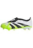 adidas Unisex Kinder Predator League Fold-Over Tongue Firm Ground/Multi Ground Football Boots Kids, Cloud White/Core Black/Lucid Lemon, 35 EU