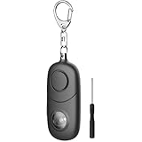 Qoosea 135dB Persönlicher Alarm Schlüsselanhänger mit Stroboskoplicht Laute Sirene für Sicherheitsalarme für Frauen Kinder Studenten Senioren – Notfall-Selbstverteidigung Nachtsport (Schwarz)
