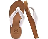 KuaiLu Flip Flops Damen Weich Stoff Zehentrenner Frauen Bade Sandalen Bequeme Füße Badelatschen Yoga Matte Fussbett Sommer Strand Zehensandalen Rutschfest Gummi Indoor Outdoor Weiß Khaki 39