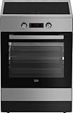 beko FSM69301XCT Freistehender Herd, Multifunktionsofen mit Induktionskochfeld, 60 cm, 72 l Garraum-Volumen, 4 Kochzonen, 8 Heizarten, SteamShine Reinigungsfunktion, Multifunktionsdisplay, Edelstahl