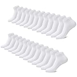 FALARY Sneaker Socken Herren Damen 12 Paar Kurze Halbsocken Baumwolle-Weiß-43-46