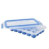 Emsa 514549 CLIP & CLOSE Eiswürfelbox | mit Frischedeckel | für 24 Eiswürfel | Flexibler Boden | 100 Prozent Dicht | selbst im gekippten Zustand | Blau | 22,6 x 16,5 x 4,9 cm
