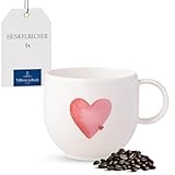 Villeroy & Boch – With Love Kaffeebecher 'Sending Love' Weiß, Spülmaschinenfest, Mikrowellensicher, Kaffeetasse Herz, Heißgetränkebecher, Tasse, Geschenk, Premium Porzellan