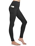 FitsT4 Sports Damen Winterreitleggings Silikon Vollbesatzreithose mit Fleecefutter mit Handytasche und Gürtelschlaufen,Schwarz,L