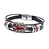 Zeizafa Bequemes Armband Leder Mehrschichtig Statement Modische Damen Geeignet Für Den Alltag Gitarren Anhänger Armband