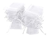 Carehabi - 100 Stück Organzasäckchen, Weiß Organzabeutel, 7 x 9 cm, Geschenkbeutel Organza, Schmuckbeutel, Hochzeit Säckchen, Lavendelsäckchen Säckchen, Hochzeitsbevorzugung