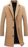 Springrain Herren Trenchcoat mit eingekerbtem Revers, einreihig, lang, khaki, X-Large
